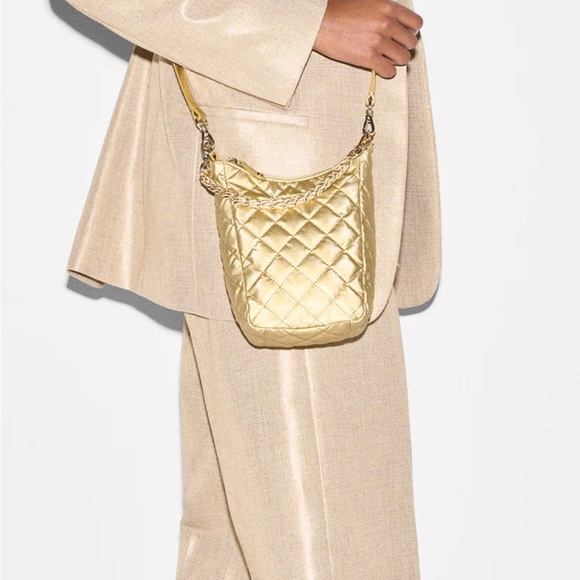 NWT MZ Wallace light gold pearl metallic Crosby Go - Picture 3 of 7